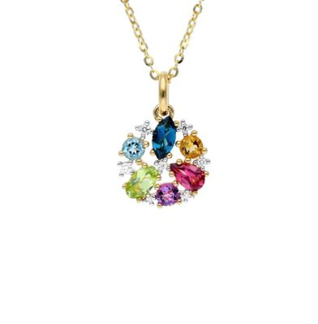 Colgante de Oro, diamantes y piedras de color