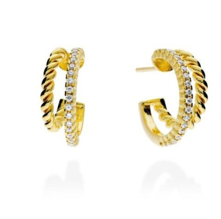 Pendientes plata dorada doble aro