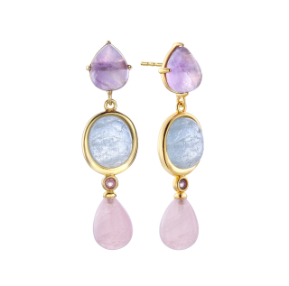 Pendientes de plata dorada piedras multicolor Edición Limitada 