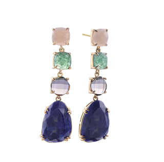 Pendientes de plata dorada piedras multicolor Edición Limitada 