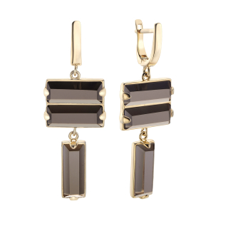 Pendientes Prisma con cuarzo ahumado