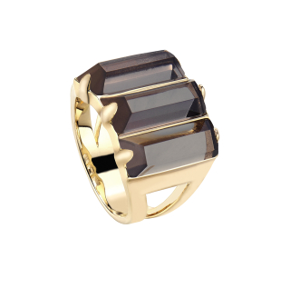 Anillo Prisma con cuarzo ahumado
