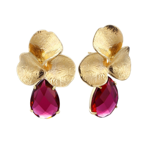Pendientes plata dorada con cuarzo pink. Edición Limitada